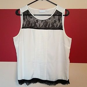 New York and Company women sateen and lace blouse